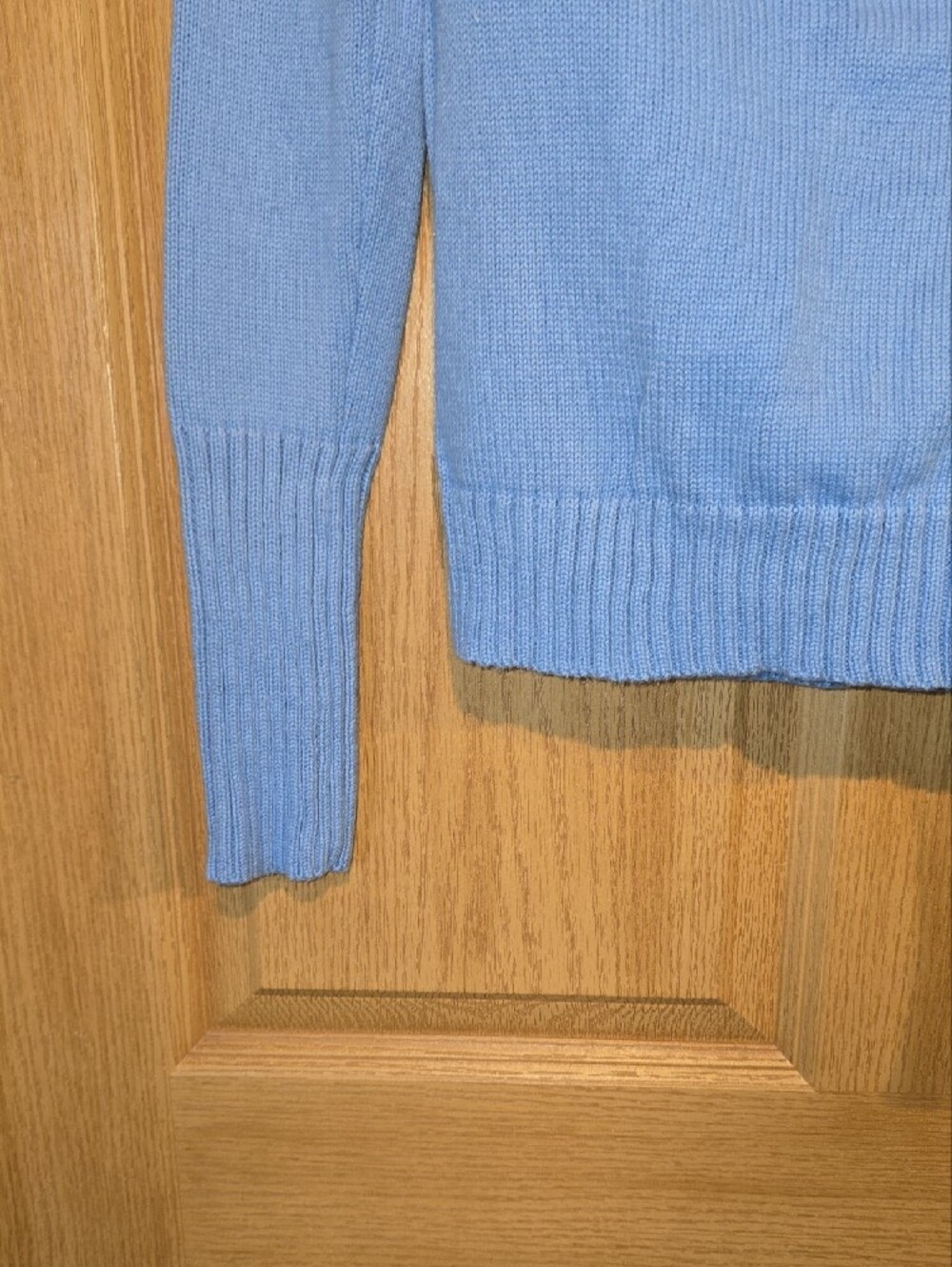 Light Blue Off‑Shoulder Ribbed Cowl Neck Sweater - Picture 5 of 5